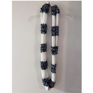 Cream and gray knit infinity scarf